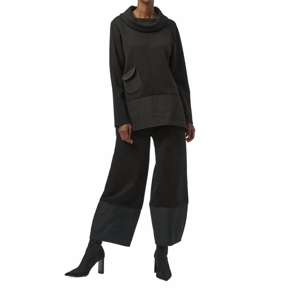 NEW JOSEPH RIBKOFF cowlneck long sleeves tunic top in black